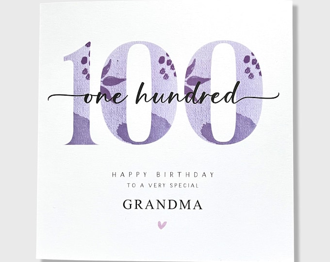 100th Birthday Card Dad Grandad Mum Grandma