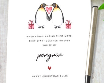 Personalised Christmas Card You're My Penguin