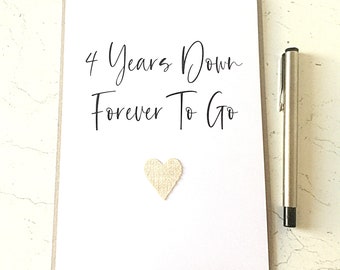 4th Anniversary Card Linen Wedding Anniversary 4 Years Down Him Husband Her Wife Daughter Son Couple Budget Range