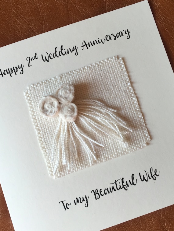 2nd Wedding Anniversary Card Cotton Anniversary Wife Husband Fawn Square Card