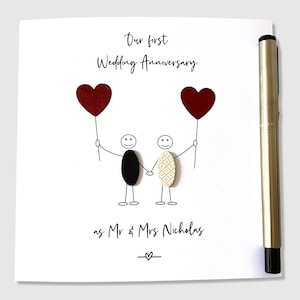 Papier personnalisé 1er anniversaire de mariage pour lui, son mari, sa femme