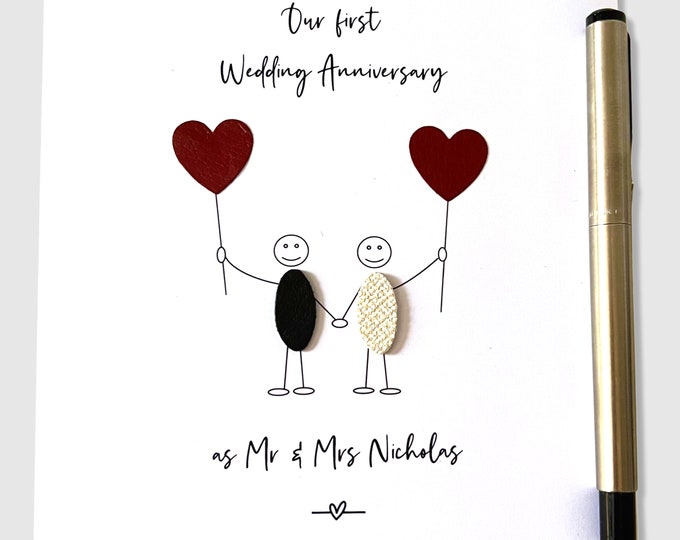 Personalised 1st Wedding Anniversary Card Paper Anniversary Him Her Husband Wife