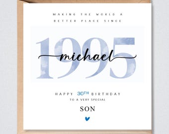 30th Birthday Card 1995 Son Grandson Nephew Friend Him Better Place