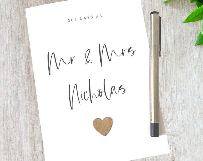 Personalised 1st Wedding Anniversary Card Paper Anniversary 365 Days Husband Wife Him Her Couple