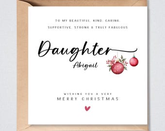 Personalised Daughter Christmas Card Red Xmas Tree Bauble Card