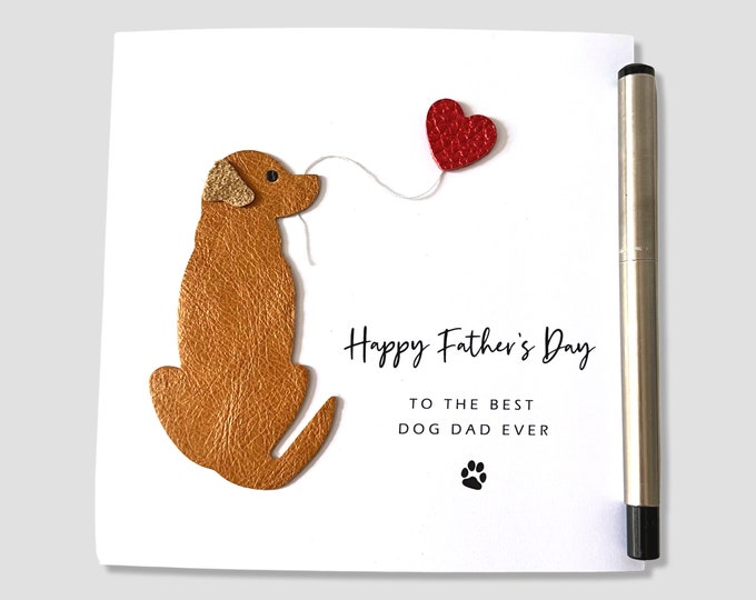Father's Day Card Leather Labrador Best Dog Dad