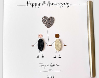 6th Anniversary Card Personalised Iron Wedding Anniversary Interracial Couple