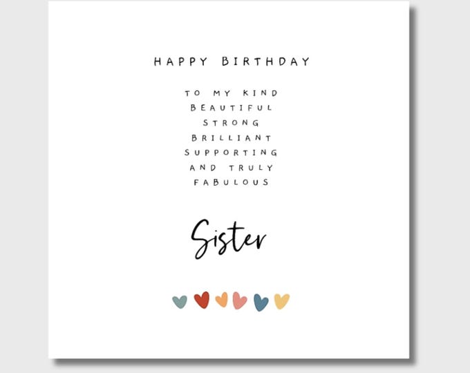 Sister Birthday Card Sis for Her