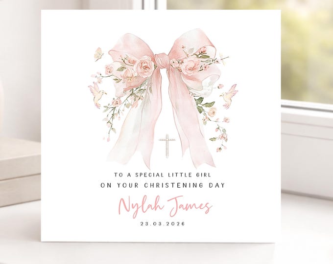 Personalised Christening Card for Girl, Daughter, Granddaughter