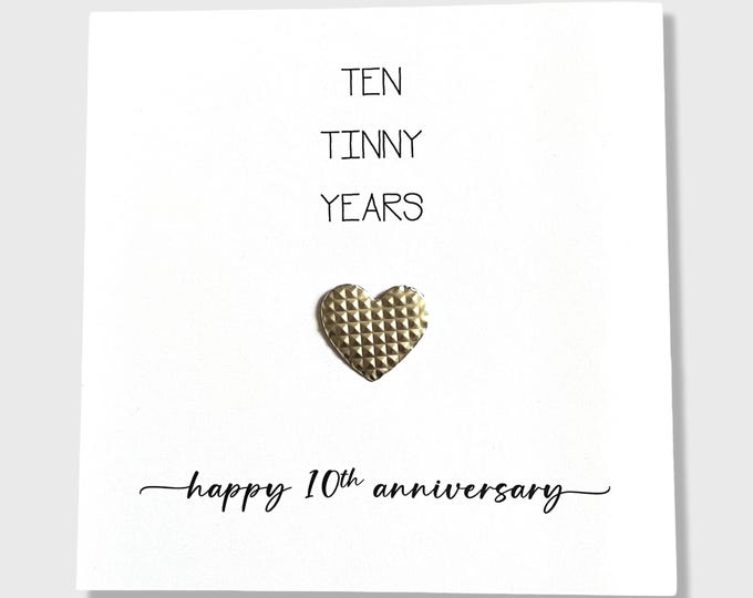 10th Wedding Anniversary Card Tin Anniversary 10 Tinny Years Wife Husband Him Her