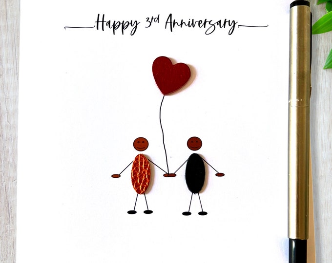 3rd Anniversary Card Leather Wedding Anniversary Ethnic Couple