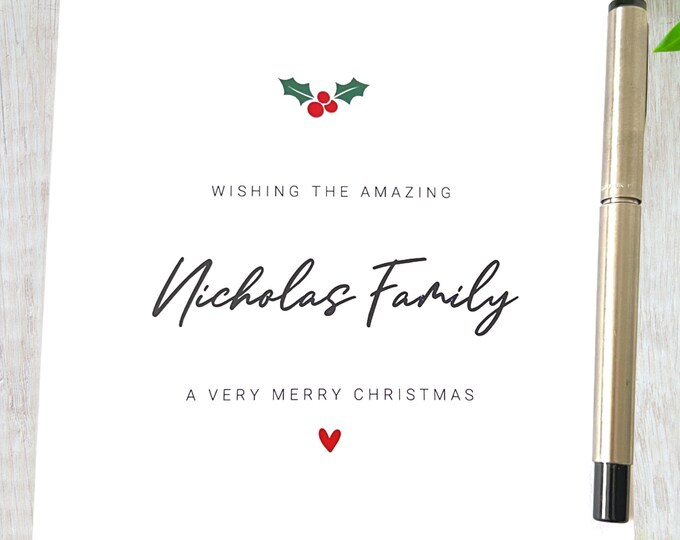 Personalised Christmas Card Amazing Family Minimalistic