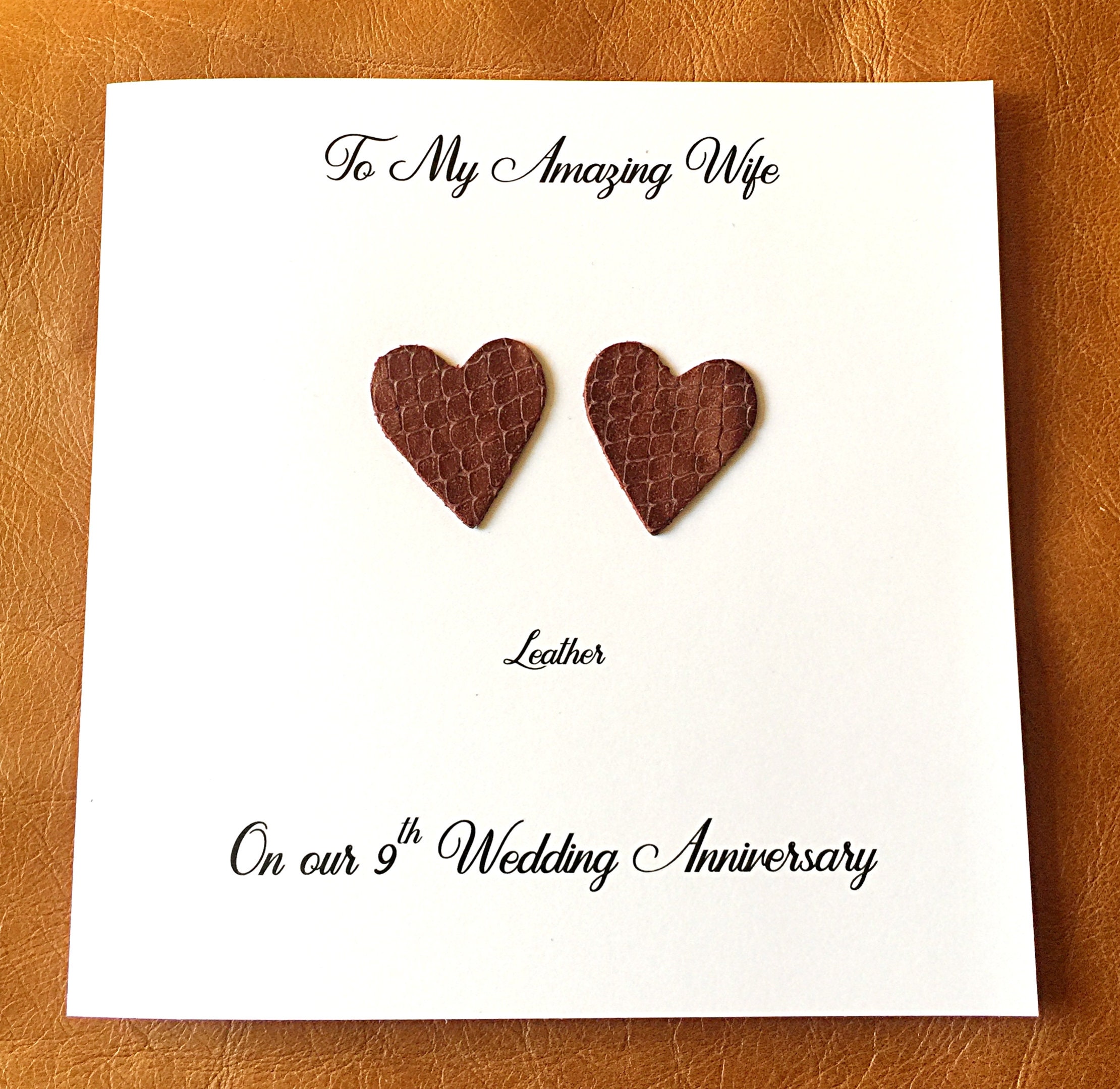 9th wedding anniversary card leather anniversary card him