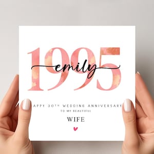 Carte 30e anniversaire de mariage personnalisée 1995 perle anniversaire lui son mari femme