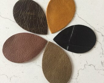 5 Pairs Leather Teardrop Die Cuts Teardrop Earring Shapes Browns Black 10 pieces Leather Blanks