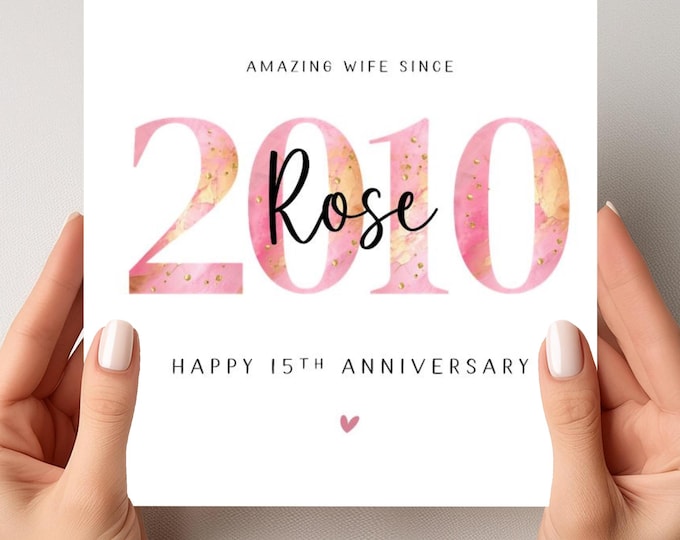 15th Anniversary Card Personalised 2010 Crystal Wedding Anniversary Wife Her