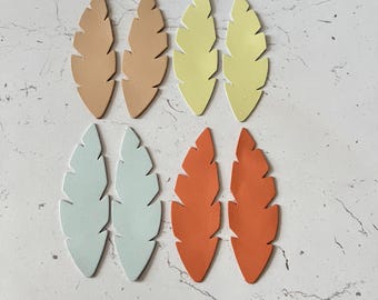 Leather Feather Teardrop Earring Blanks, Pastel Shapes, 8 pcs