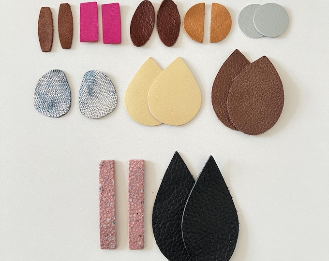 Leather Craft Blanks, 20 Assorted Shapes Colours and Sizes