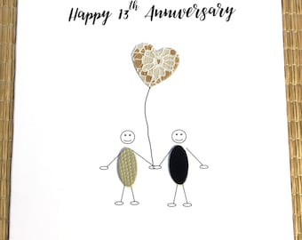 13th Wedding Anniversary Card Lace Anniversary Little People