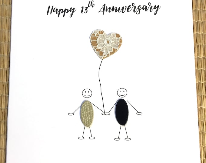 13th Wedding Anniversary Card Lace Anniversary Little People