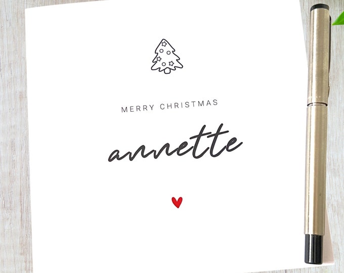 Personalised Christmas Card Friend Minimalist Simple