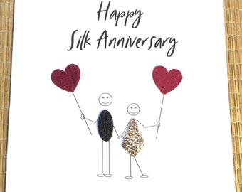 12th Wedding Anniversary Card Silk Anniversary Little People