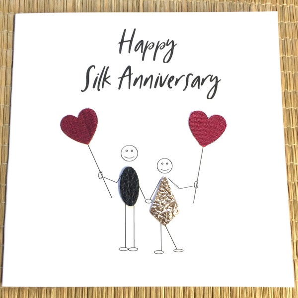 12th Wedding Anniversary Card Silk Anniversary Little People