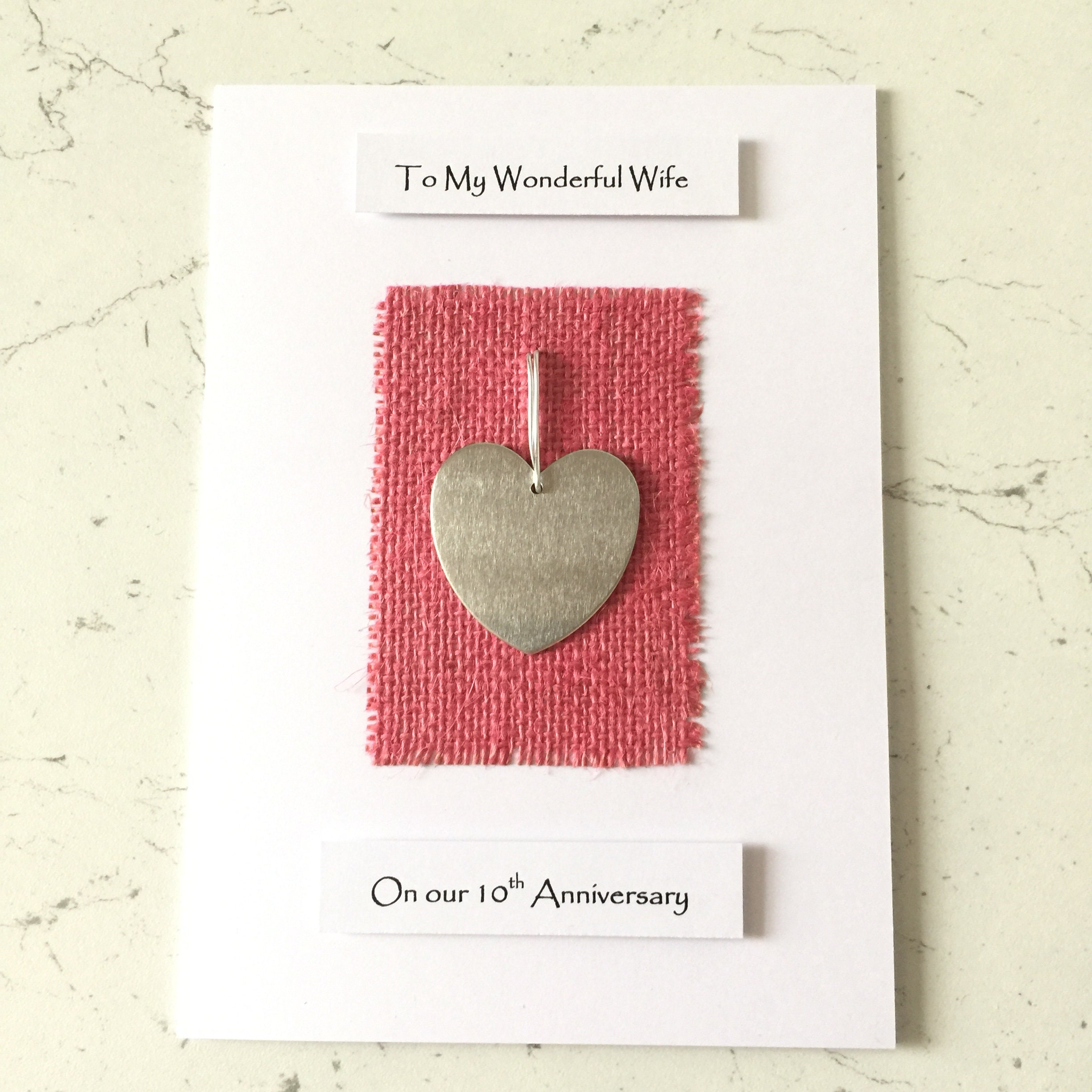 10th Wedding Anniversary Card Tin Anniversary Card Aluminium Heart Husband Wife Him Her Fancy ...