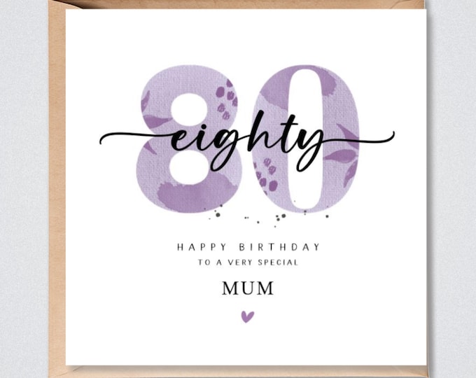 80th Birthday Card, Mum, Grandmother, Nanny, Her