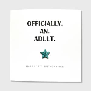 Carte d'anniversaire officielle pour le 18e anniversaire d'un adulte, nom personnalisé