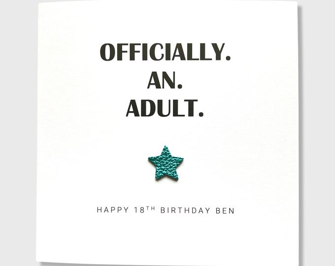 18th Birthday Card Officially An Adult Birthday Card Personalised Name