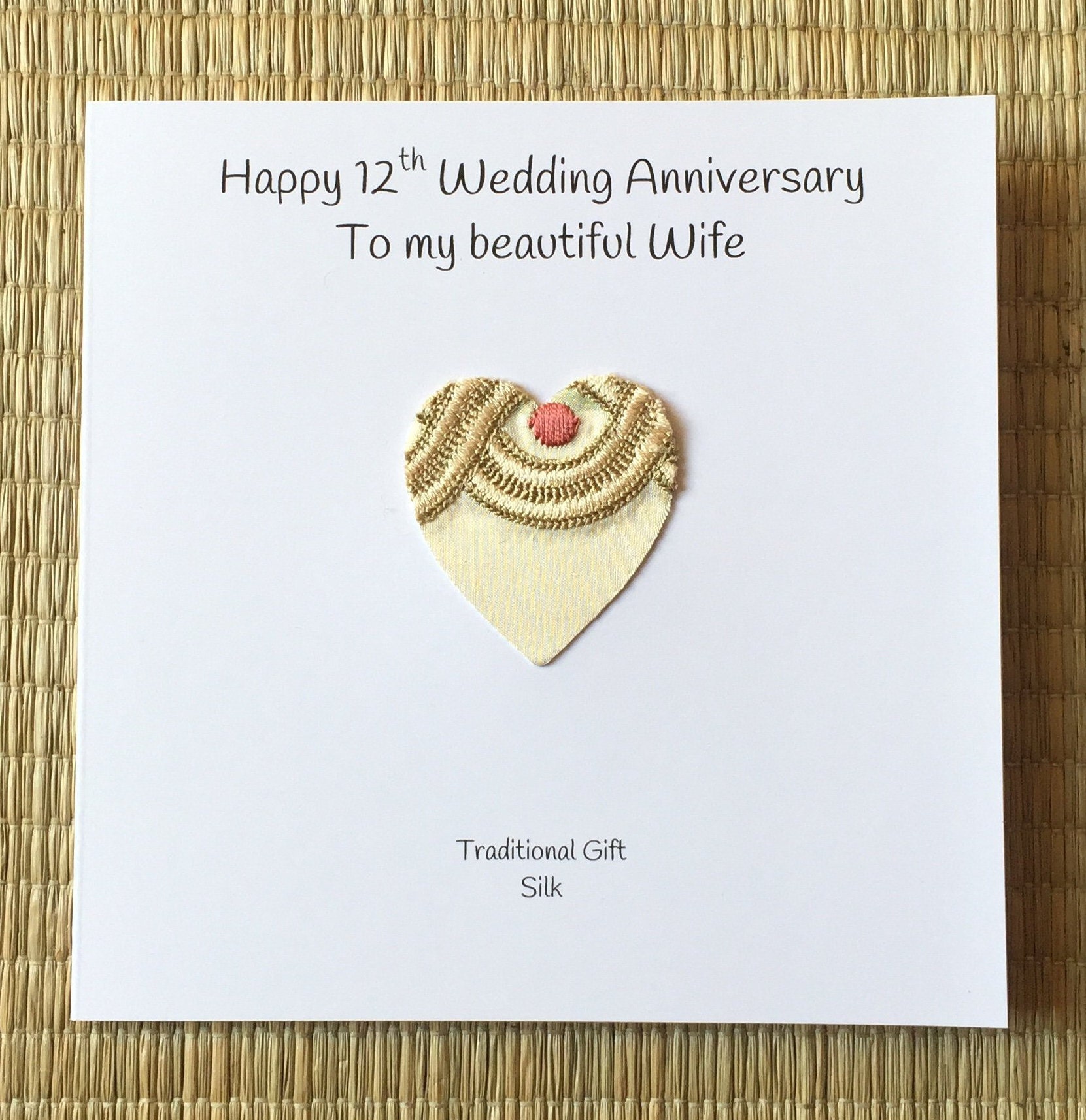  12th  Wedding  Anniversary  Card Silk  Anniversary  Him Her  