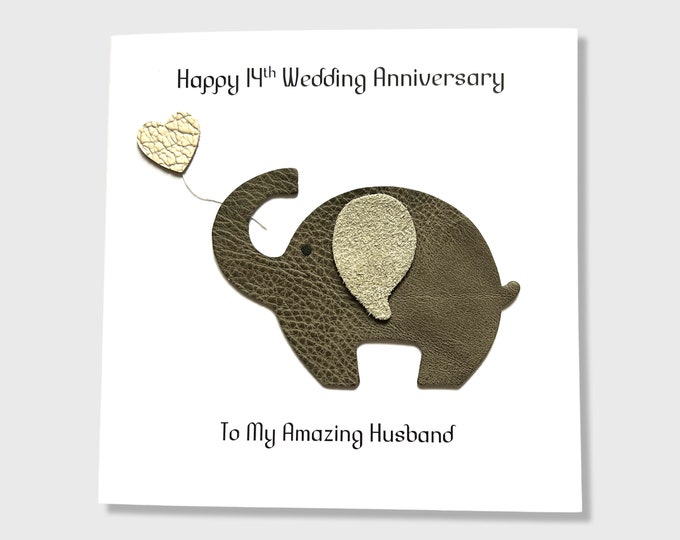 14th Wedding Anniversary Card Ivory Anniversary Card Wife Husband Him Her Handmade UK