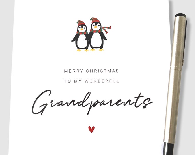 Christmas Card Wonderful Grandparents Penguins
