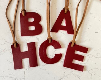 5 Personalised Leather Alphabet Tags Christmas Gift Wrapping
