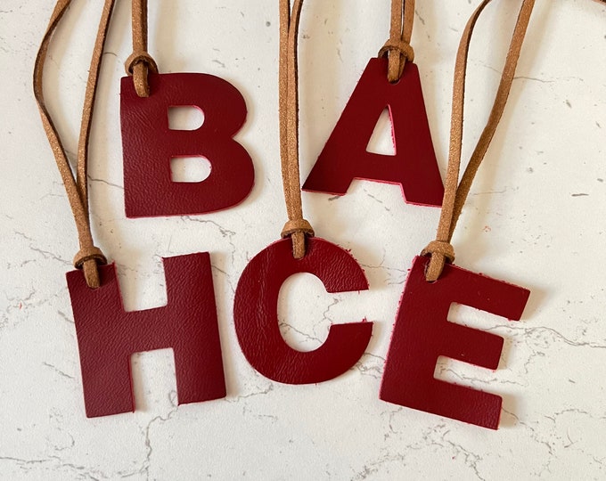 5 Personalised Leather Alphabet Tags Christmas Gift Wrapping
