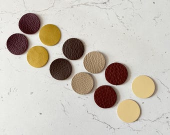 Leather Circles 1" Die Cuts Brown Disc Shapes Blanks 12 Pieces