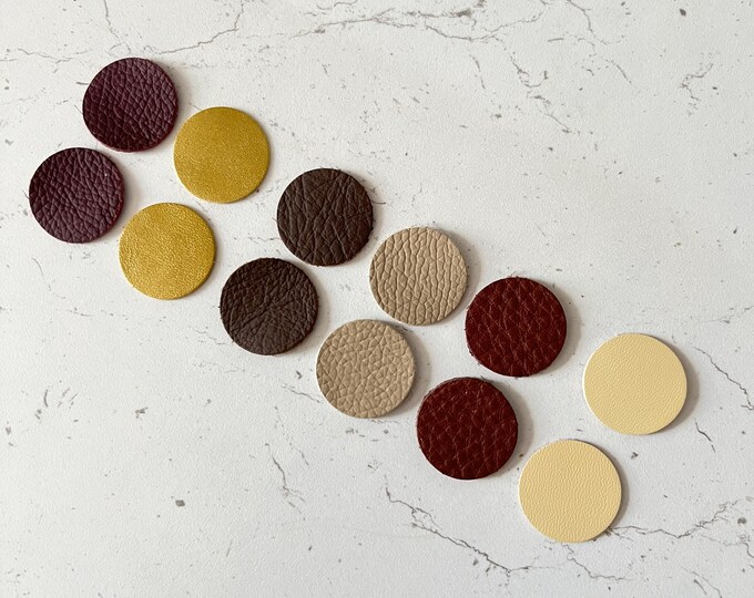 Leather Circles 1" Die Cuts Brown Disc Shapes Blanks 12 Pieces