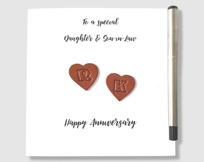 Personalised Anniversary Card Leather Anniversary Daughter Son Sister Brother Him Her