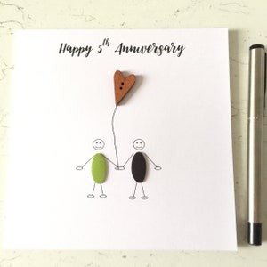 5th Wedding Anniversary Card Personalised Wood Anniversary Him Her Husband Wife Couple