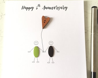 5th Wedding Anniversary Card Personalised Wood Anniversary Him Her Husband Wife Couple
