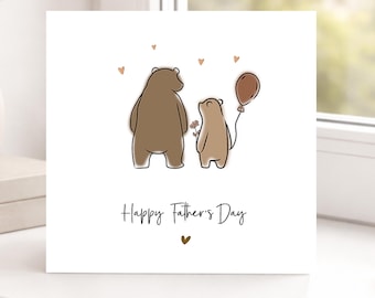 Fathers Day Card, Brown Papa and Child Bear