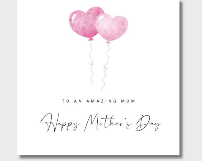 Mother's Day Card Heart Balloons
