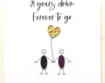 21st Wedding Anniversary Card, Brass Anniversary Heart