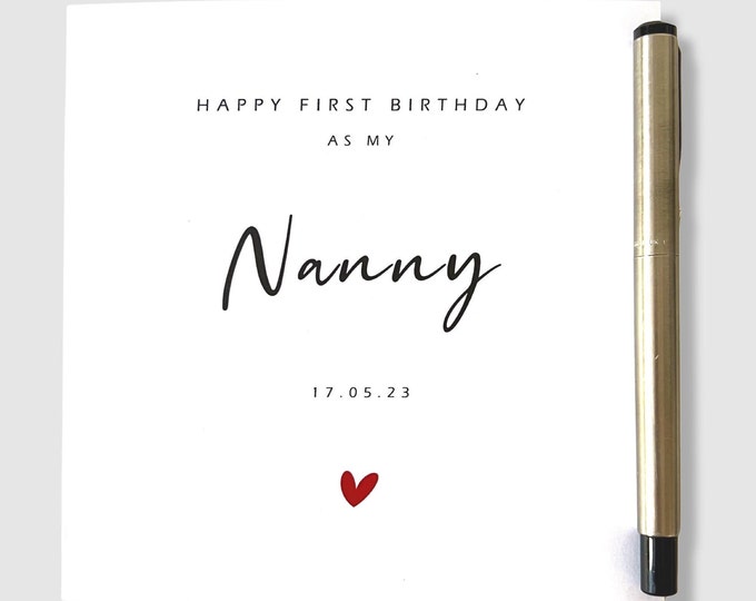 Personalised Nanny Birthday Card 1st Birthday as Grandmother Nan