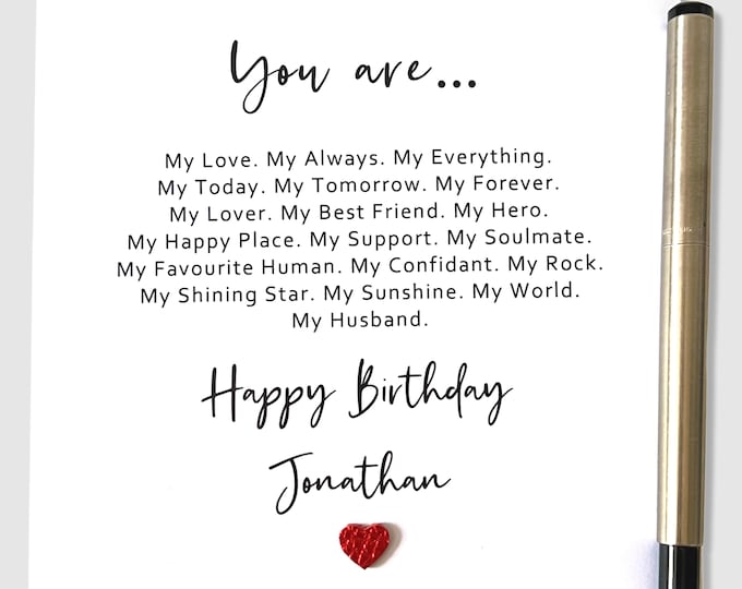 Husband Birthday Card Personalised Poem Leather Birthday Card - BHP7949