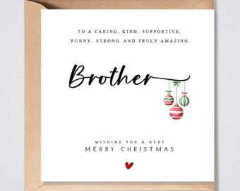 Personalised Brother Christmas Card: Square or Large A5 Card