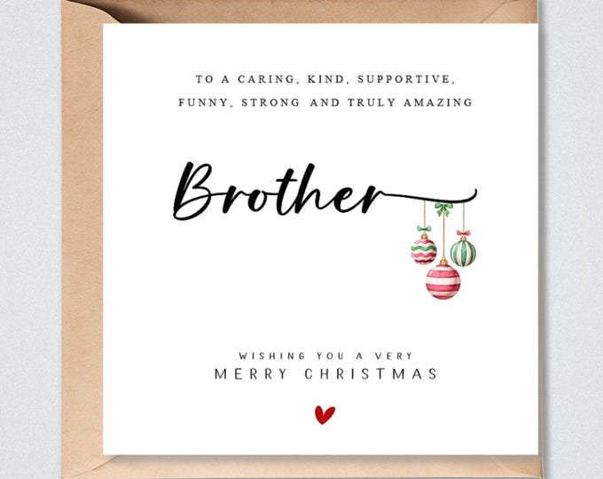 Personalised Brother Christmas Card: Square or Large A5 Card