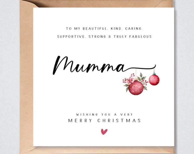 Mumma Christmas Card Red Baubles Mama Mum Mam Mummy