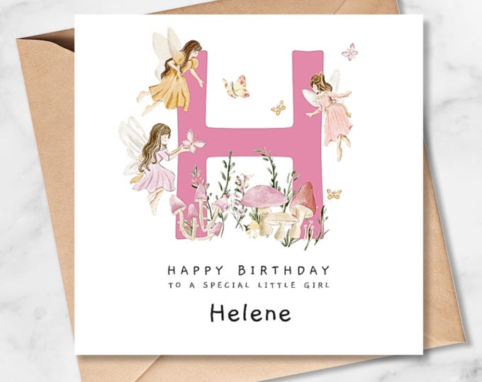 Personalised Birthday Card for Girl, Fairies, Any Age
